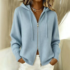 Womens Knitted Cardigan With Zipper And Hood