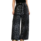 C7768 Cross-border 2026 New Women's Fashion Rhinestone Drawstring Loose Wide-Leg Pants Vintage Animal Print Casual Trousers