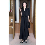 Short-sleeved Top And Wide-leg Pants Two-piece Set