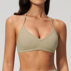 New Brushed Yoga Wear Women's Halter Neck Bra Shockproof Running Sports Fitness Quick-Drying Yoga Bra 5555