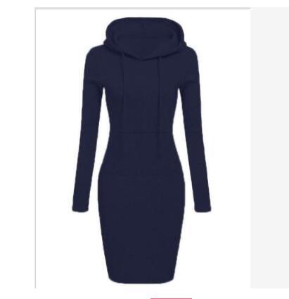 2026 Hot Autumn And Winter European And American Women's Hooded Lace Up Hoodie Pocket Long Sleeved Dress