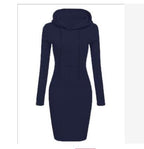 2026 Hot Autumn And Winter European And American Women's Hooded Lace Up Hoodie Pocket Long Sleeved Dress