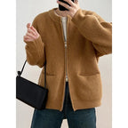 Laid-back Style Zip-up Sweater Coat For Women