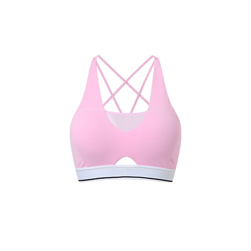 Womens Deep V-Neck Contrasting-Color Back-Cheerful Strap Bra