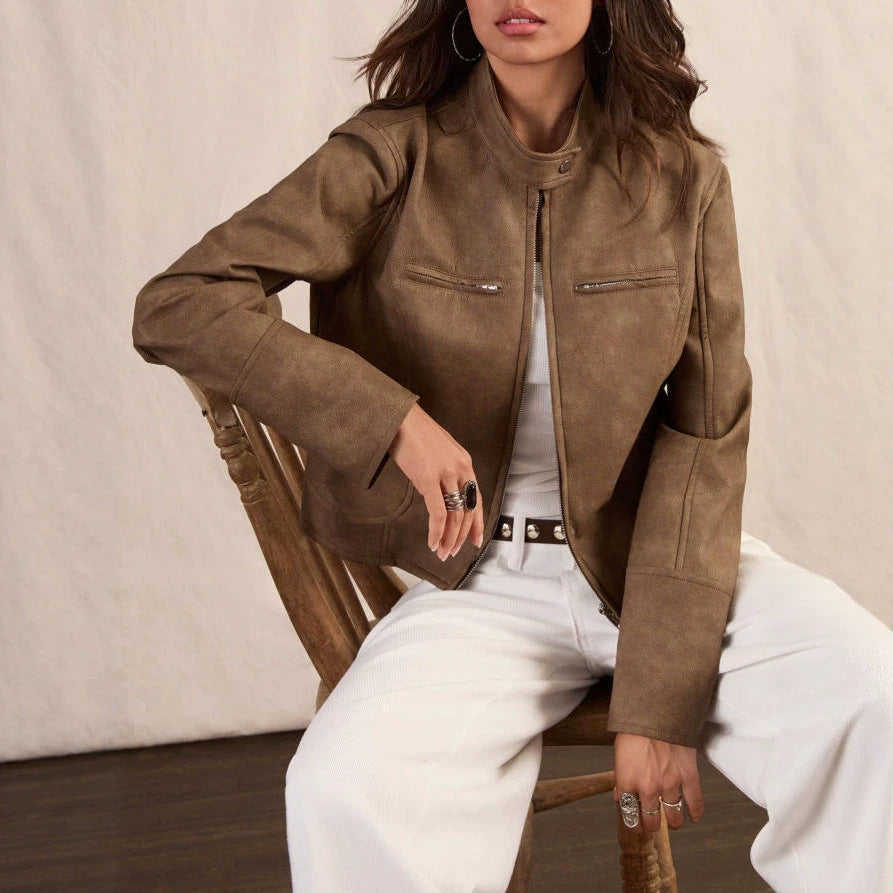 Women's Autumn Short Leather Jacket