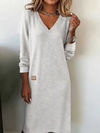 European And American Cross-Border New Spring & Fall Women's V Neck Long Dress Slim Hip Skirt Women's Dress