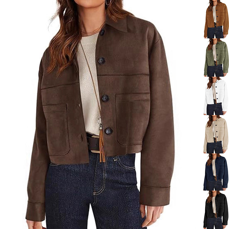 Cocoa Faux Suede Cropped Jacket