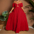 Plus-size Womens Elegant Off-shoulder Dress