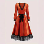 Women's Lantern-sleeve High-waisted Maxi Dress