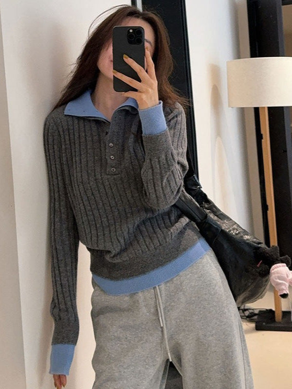 New Autumn Winter Women Mock-Two-Piece Knit Sweater,Sophisticated Color-Blocked Turtleneck Style Long-Sleeve Pullover Wearable As Inner Layer Or Outerwear