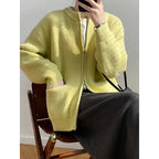 Laid-back Style Zip-up Sweater Coat For Women