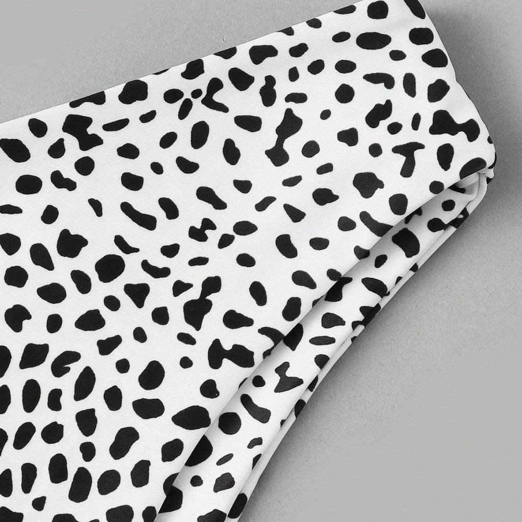 Fresh And Chic High-waisted Bandeau Style With A Polka-dot Print