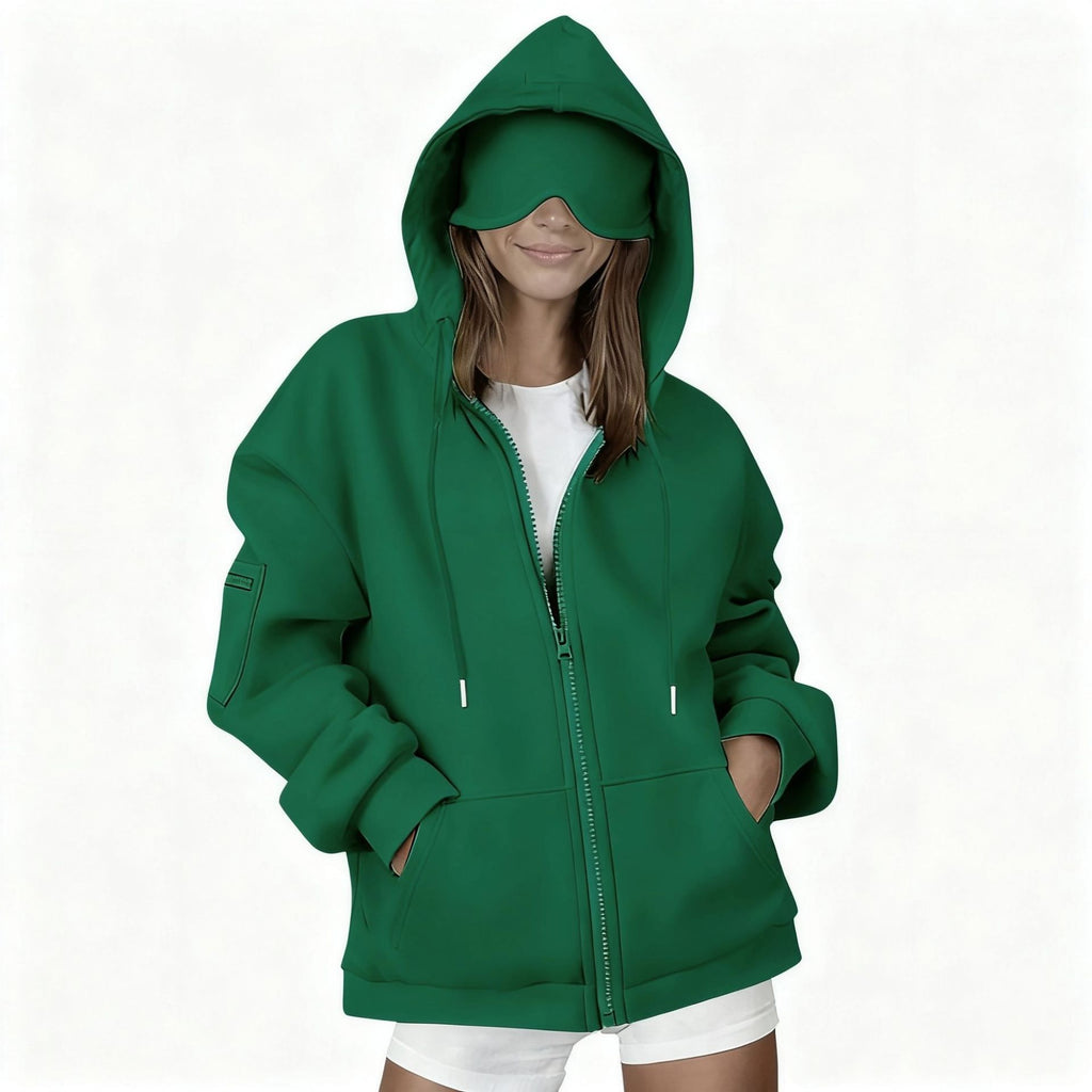 Hooded Cardigan Long-sleeve Zip-up Sweatshirt For Women
