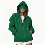 Hooded Cardigan Long-sleeve Zip-up Sweatshirt For Women