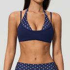 Summer New Style Faux Two-piece Yoga Bra With Contrasting Colors, Beautiful Back, Halter Neck, Multi-style Shoulder Straps, Women's Sports Bra 4549
