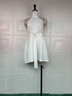 Women's Halter Neck Solid Color Waist-Cinching Short Dress