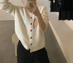 College Style Retro High-end Knitted Cardigan Women's Autumn New Niche Design Love Button Sweater Jacket