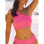 2026 New Cross-Border European And American Style One-Shoulder Bikini Sexy Two-Piece Swimsuit For Women Vacation Beach Swimwear Wholesale