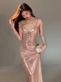New Nude And Champagne Sequined Strappy Top