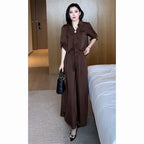 Short-sleeved Top And Wide-leg Pants Two-piece Set