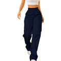 Summer European And American Women's Daily Solid Color Pocket Cargo Pants Long Casual Pants For Women