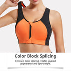 Front Zip Supportive Sports Bra - Anti-Cup Migration Design for Women High Impact Workout Fitness Top