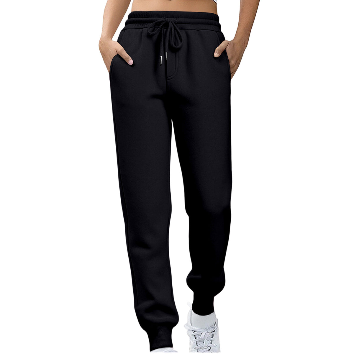 Womens Fleece Sweatpants Solid-color Joggers