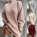 Blush Ribbed Turtleneck Sweater Dress