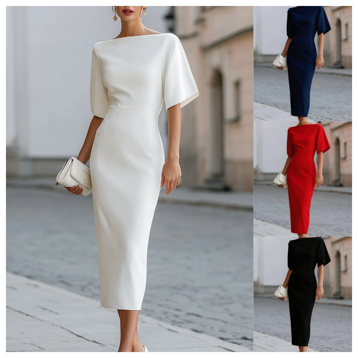 2026 European-style Elegant And Slimming Mid-length Dress For Women With A Waistline.
