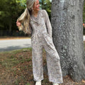 High-waisted Camo-print Jumpsuit With Pockets