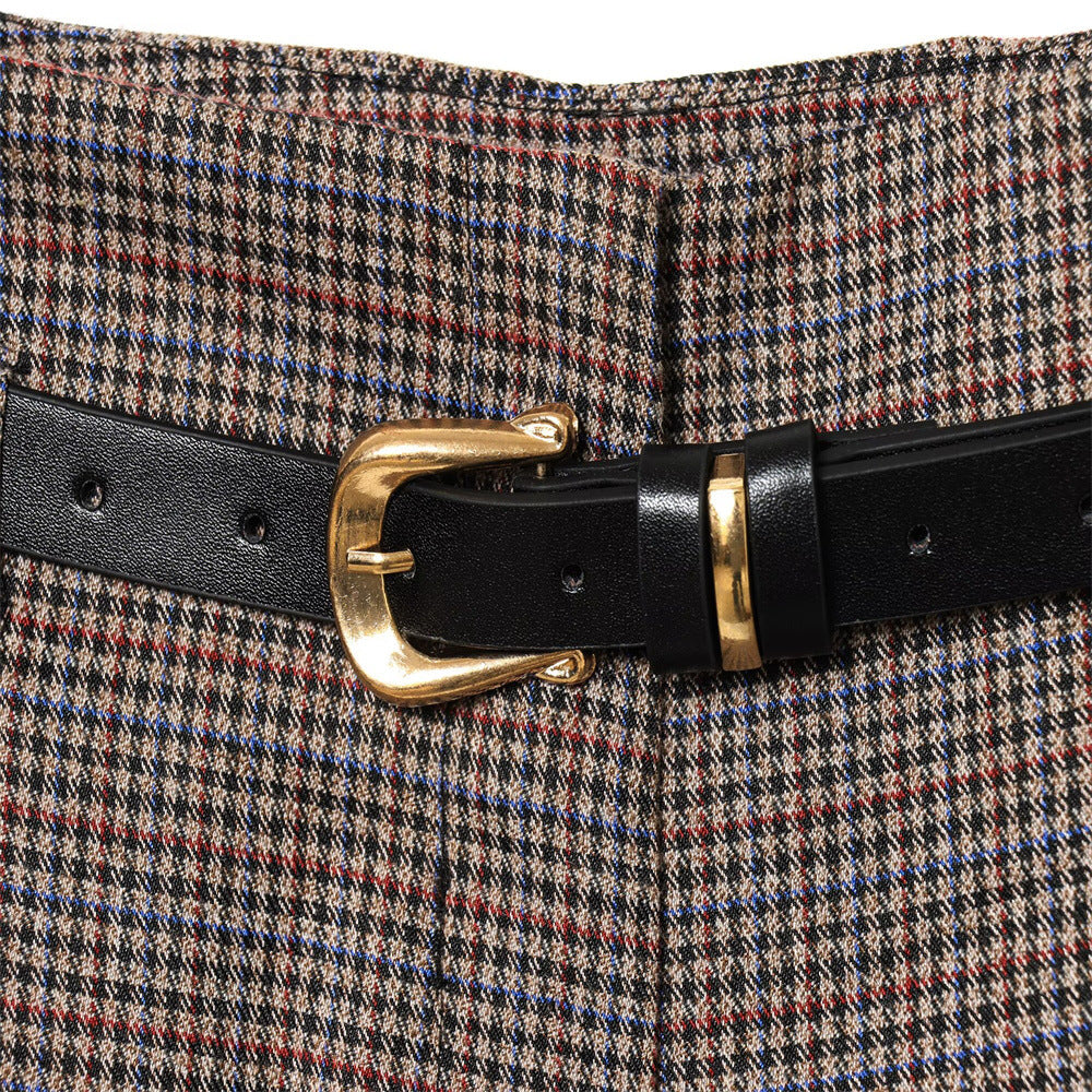 Women's High-waisted Straight-leg Trousers With A Belt