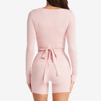 New Long-sleeved Yoga Clothing Women's Skin-friendly Slim-fit Dance Quick-drying Pink High-end Fitness Top Sports Blouse