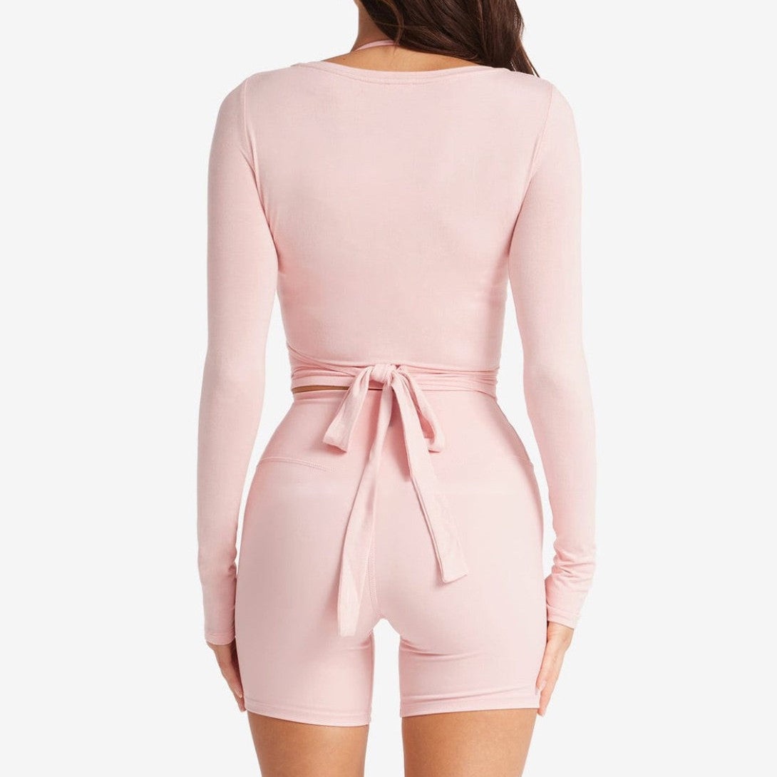 New Long-sleeved Yoga Clothing Women's Skin-friendly Slim-fit Dance Quick-drying Pink High-end Fitness Top Sports Blouse