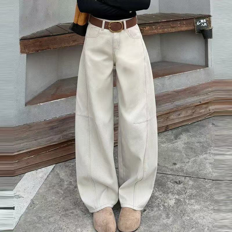 High-waisted Loose-fitting Figure-flattering Straight-leg Floor-length Pants