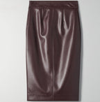 Womens Casual Sexy High-Waisted PU Skirt