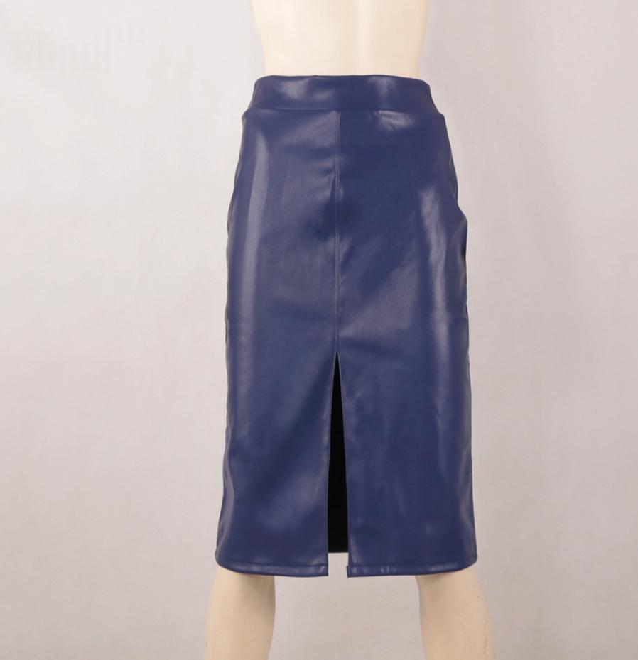 Womens Casual Sexy High-Waisted PU Skirt