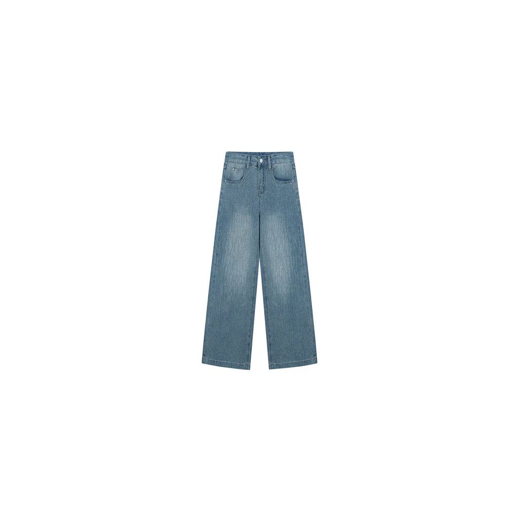 Womens Fashionable Rhinestone-Embellished Loose-Fit Straight-Leg Jeans