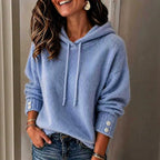 Women's Hooded Drawstring Sweatshirt Loose-fit Sweater