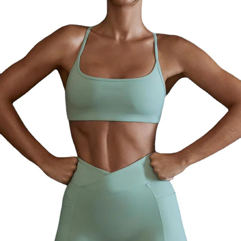 European And American Cross-border Lulu Naked Yoga Bra Women's Sports Underwear Shockproof Gathering Beauty Back Fitness Bra Top