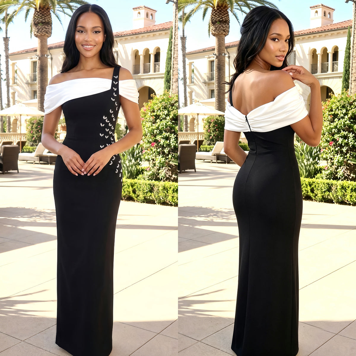 C7783 Cross-border 2026 New One-Shoulder Evening Dress, Mermaid Long Gown, Luxurious Rhinestone Embellished Bodycon Dress For Banquets