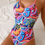 Womens Sexy Backless Strap One-piece Swimsuit