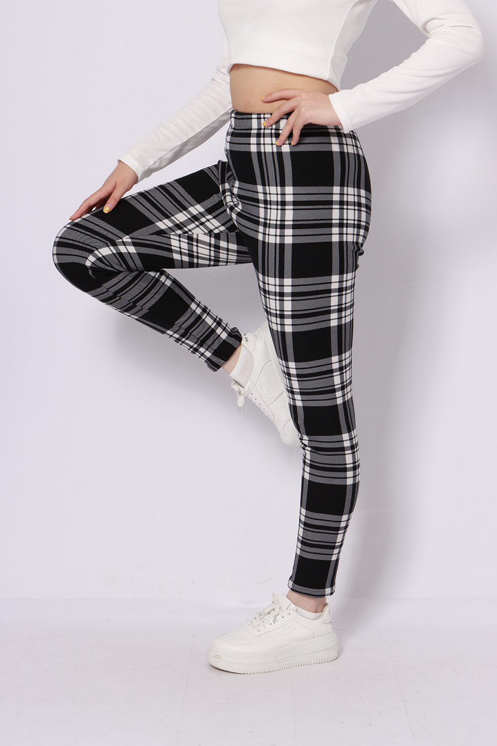 Women Plaid Leggings, High Waisted Stretch Plaid Print Pants, Soft Casual Skinny Trousers For Daily Wear