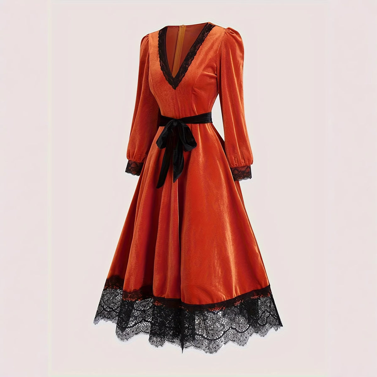 Women's Lantern-sleeve High-waisted Maxi Dress