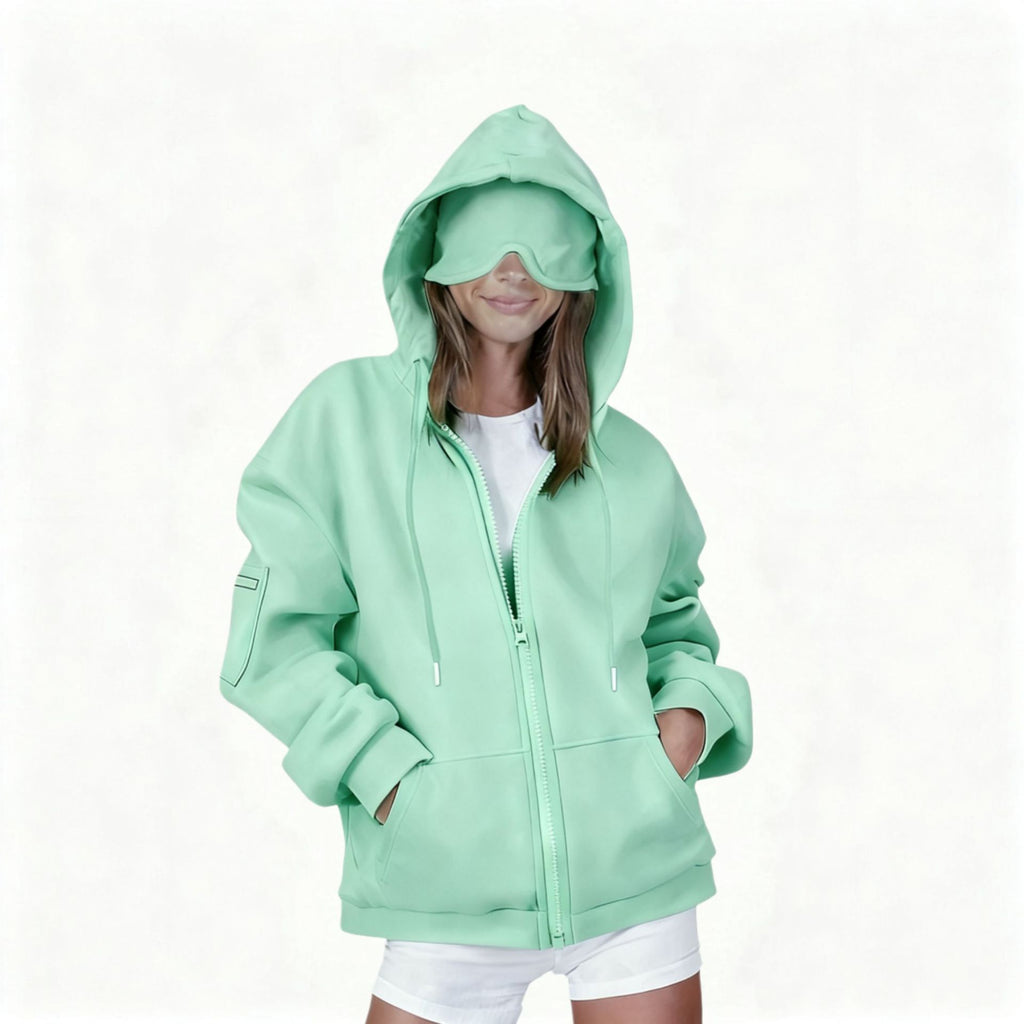 Hooded Cardigan Long-sleeve Zip-up Sweatshirt For Women