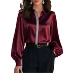 Womens Lantern-Sleeve Long-Sleeve Shirt Top