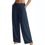Womens Casual Solid-color Wide-leg Pants
