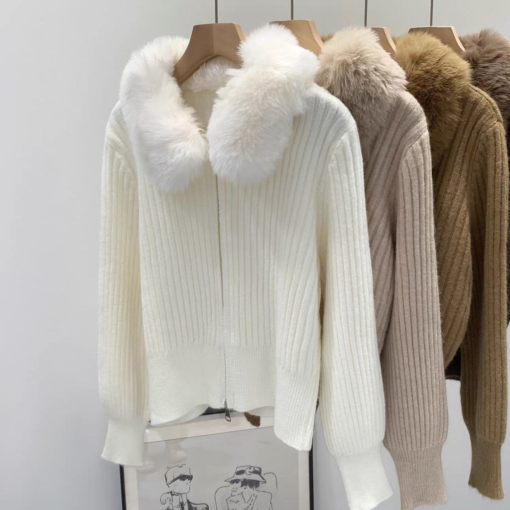Elegant Relaxed-fit Figure-flattering Long-sleeve Knit Cardigan
