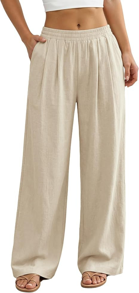 Womens Casual Solid-color Wide-leg Pants