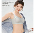 8649Seamless Rabbit-Ear Lifting Bra M-3XL Fixed Inner Cups 3D Lift Cup V-Neck Lace 4-Row Hooks