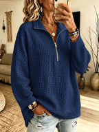 Waffle Zipper Long Sleeved Shirt